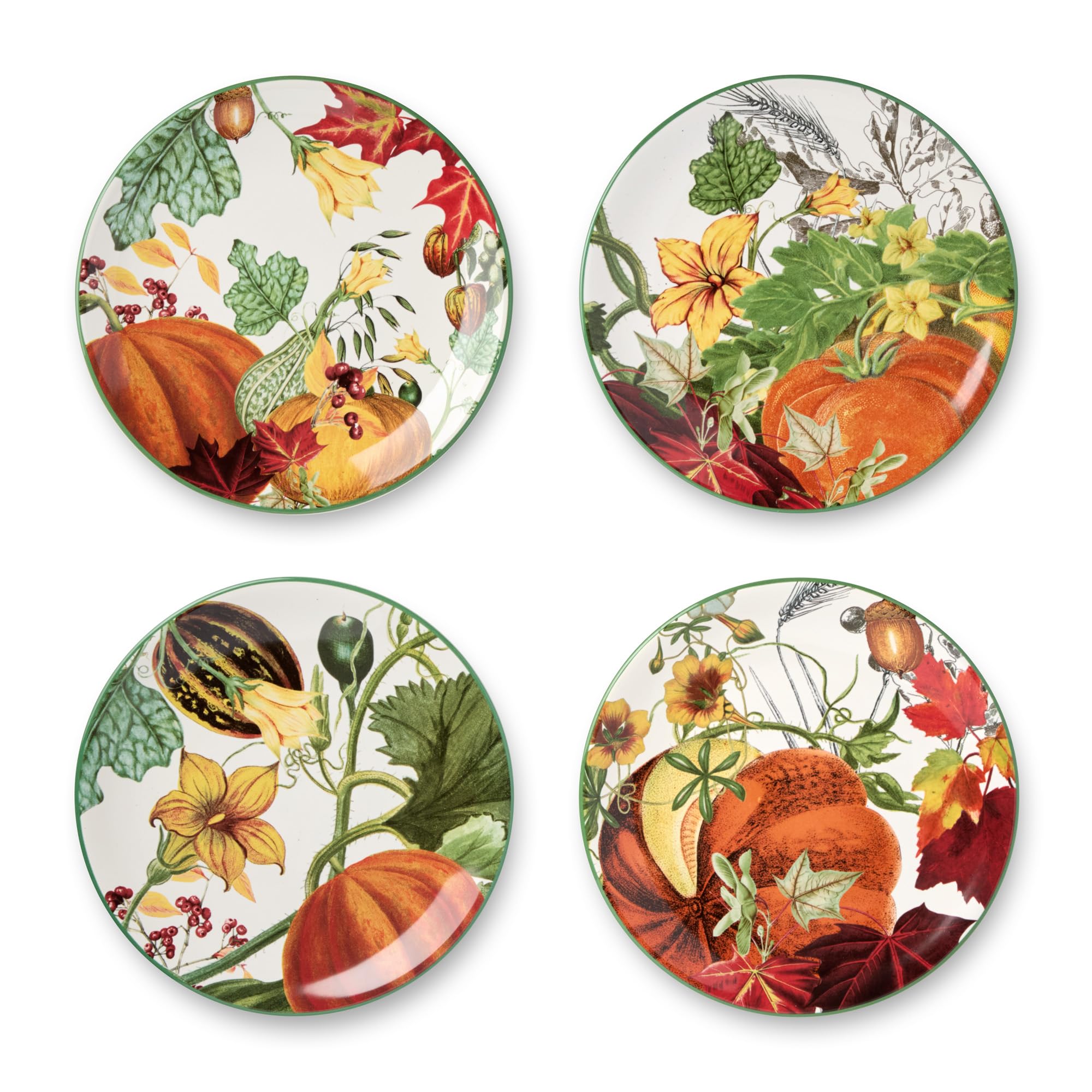  Dinnerware　Harvest Festival　プレート Pratos de salada de cerâmica Harvest Fields de 23 cm – Conjunto de